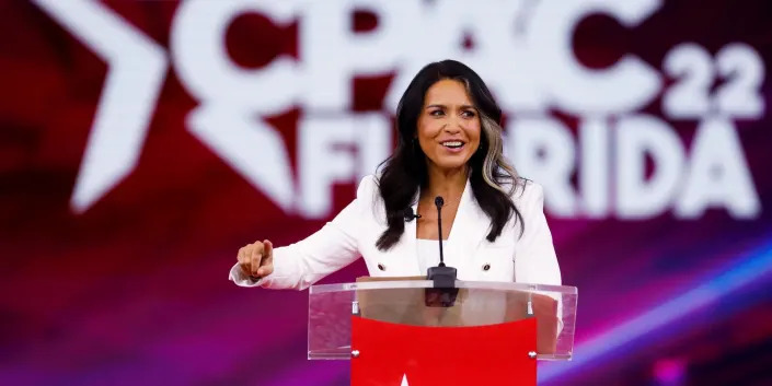 Tulsi Gabbard speaks at the Conservative Political Action Conference in Orlando, FL on February 25, 2022.