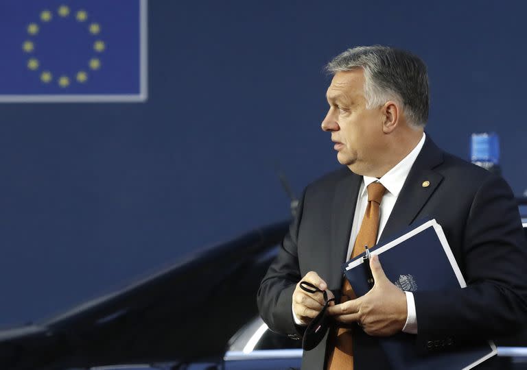 El primer ministro de Hungría Viktor Orban en Bruselas el 22 de octubre del 2021.   (Olivier Hoslet, Pool Photo via AP)