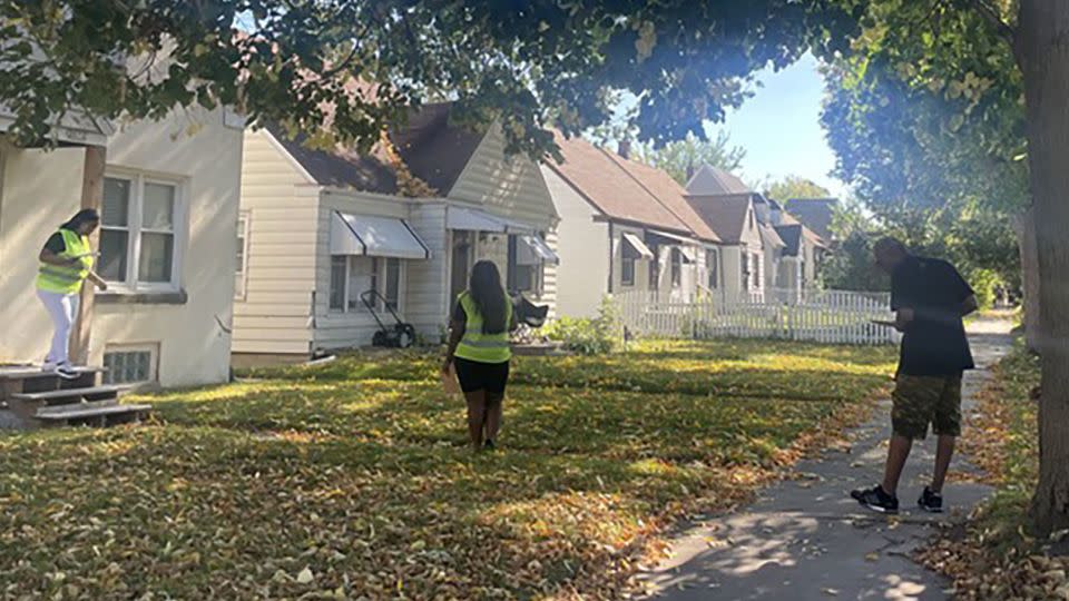 BLOC canvassers go door-knocking in Milwaukee in October. - Canvassers with Black Leaders Organizing for Communities go door-knocking in Milwaukee in October.