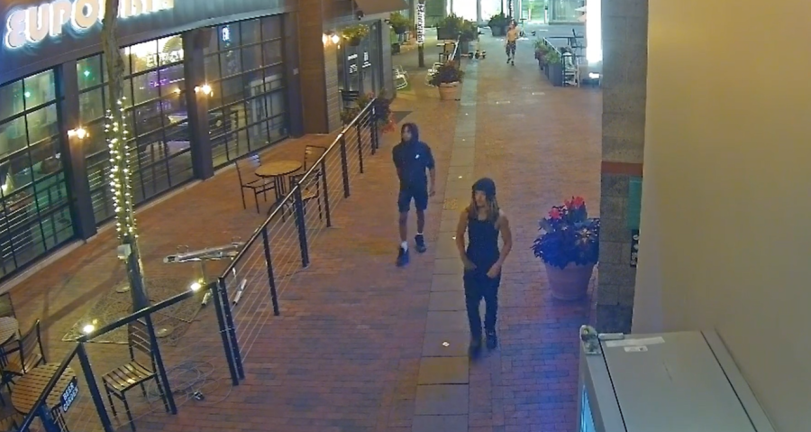 Two suspects of a robbery and shooting at the 1500 block of North High Street were captured on video. The suspect on the left is still unidentified, while the suspect on the right has been arrested. (Courtesy Photo/Ohio State University)