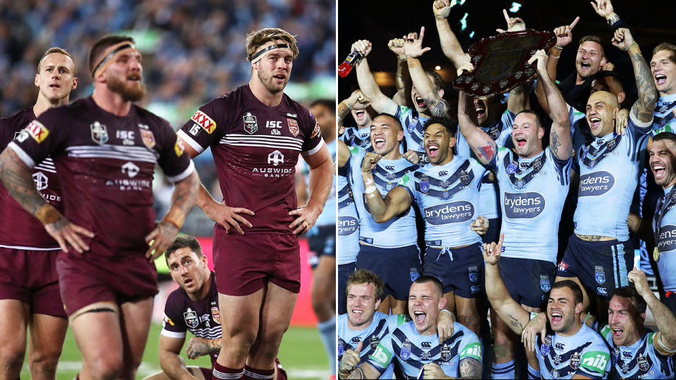 Seen here, the Maroons side and the victorious Blues in the 2019 State of Origin series.