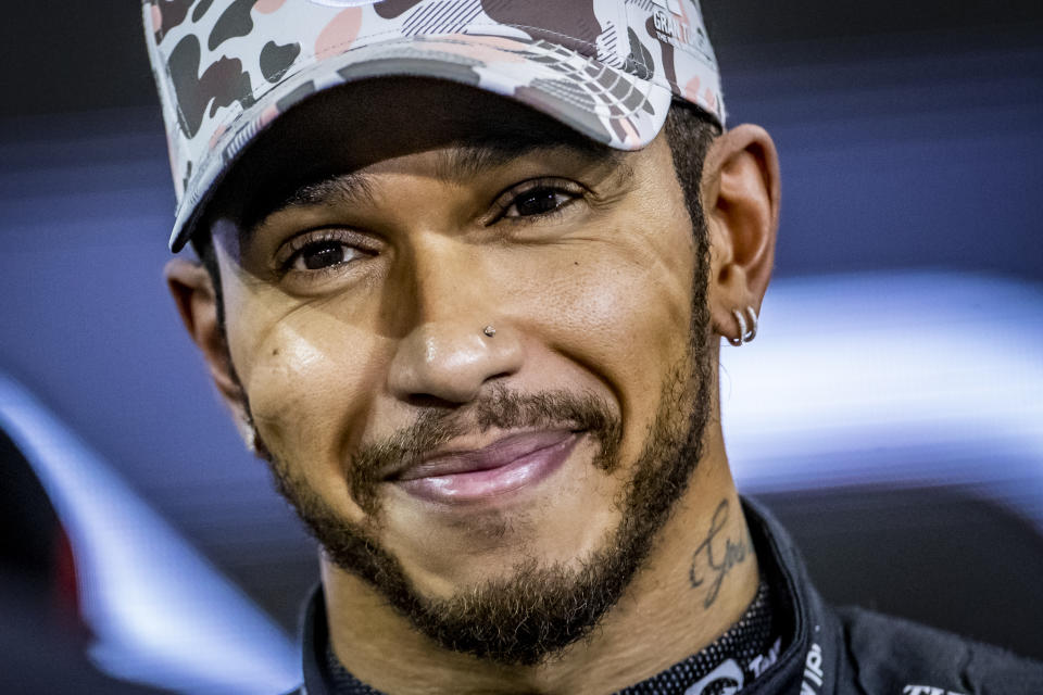 ABU DHABI, UNITED ARAB EMIRATES - DECEMBER 11: #44, Lewis Hamilton, GBR, Mercedes AMG F1 Team, Mercedes-AMG F1 W12 E Performance during the Grand Prix Formula 1 of Abu Dhabi, at Yas Marina Circuit on December 11, 2021 in Abu Dhabi, United Arab Emirates. (Photo by Cristiano Barni ATPImages/Getty Images)