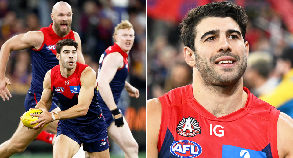 These images show Melbourne Demons star Christian Petracca.