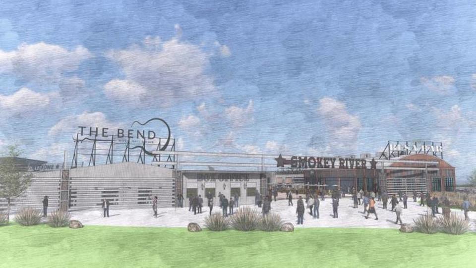 Renderings of plans for the Smokey River Entertainment District, a marijuana-friendly project planned for the tiny village of River Bend. The location currently hosts festivals, which have attracted celebrities such as Mike Tyson, Ric Flair and Wiz Khalifa.