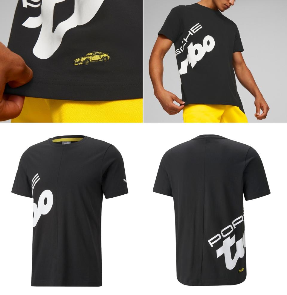 ▲PUMA x PORSCHE Legacy系列短袖T恤，Logo方位變化顯輕快。（圖片來源：Yahoo購物中心）