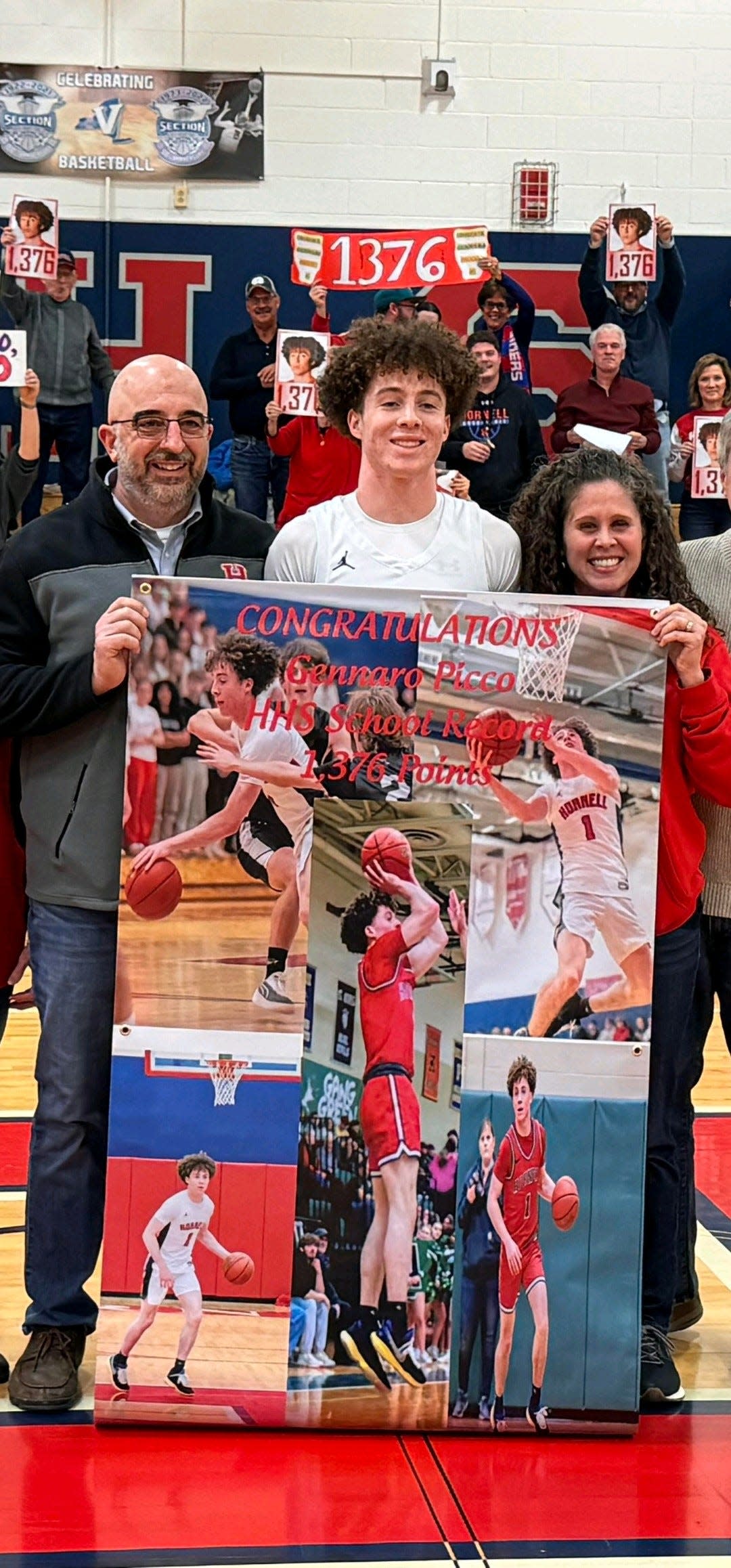 Hornell senior point guard Gennaro Picco became the school's all-time leading scorer on Tuesday, Jan. 16, 2024. Picco scored 18 points in three quarters of an 81-38 win over Pavilion.