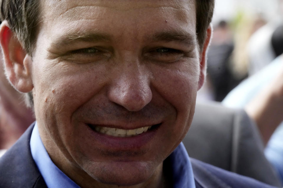 Florida Gov. Ron DeSantis speaks with supporters after a campaign event in Bluffton, S.C., on Friday, June 2, 2023. On the heels of his official campaign launch, DeSantis has been visiting the early voting states of Iowa, New Hampshire and South Carolina this week. (AP Photo/Meg Kinnard)