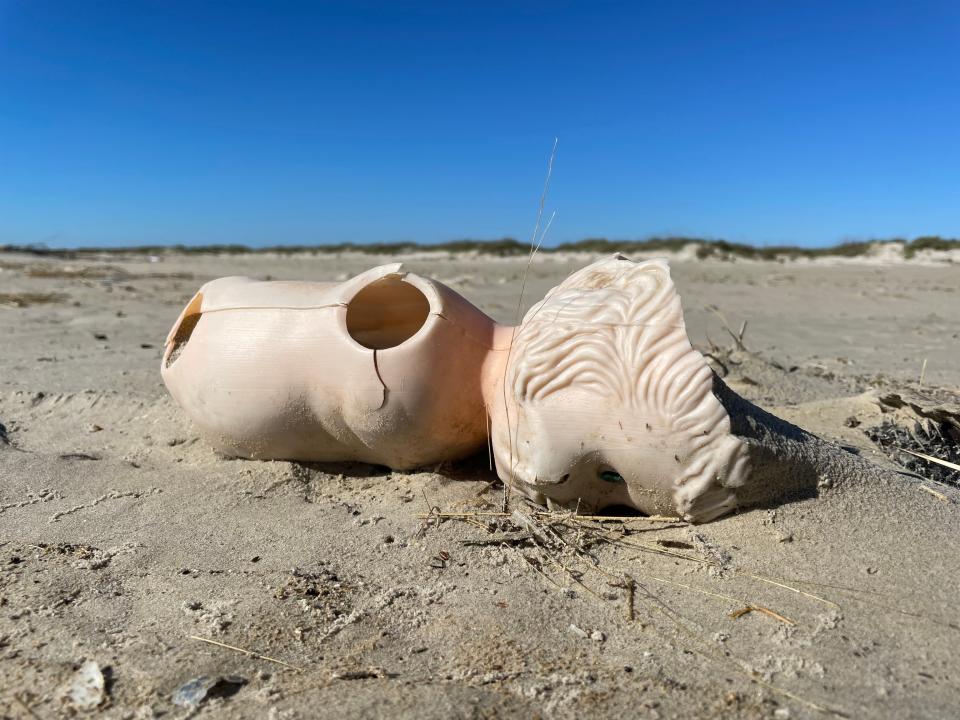 Mission-Aransas Reserve at the University of Texas Marine Institute shared an image of a doll found by researchers surveying the coasts from north Padre Island to Matagorda Island in Texas.