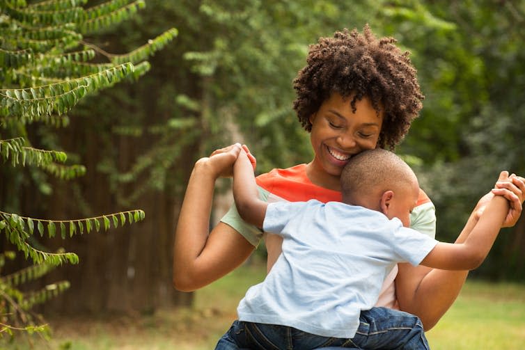 A mother and child.