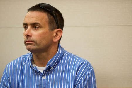 Andrew Biddle, 45, awaits for his arraignment to be seen by Judge Kyran Connor at the Atlantic County Courthouse in Mays Landing, New Jersey, United States, May 12, 2015. REUTERS/Mark Makela