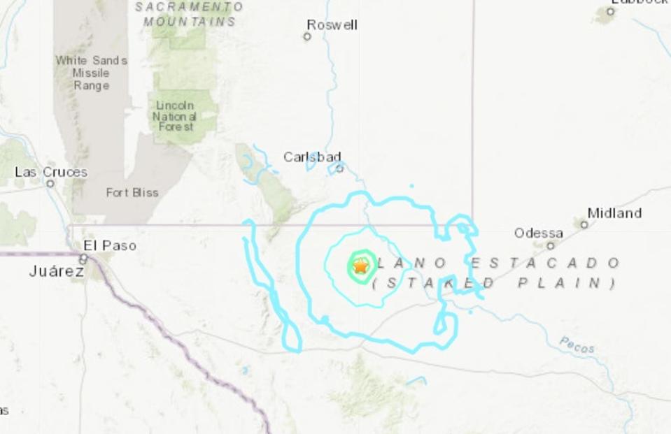 The epicenter of the earthquake was located about 175 miles east of El Paso, Texas.