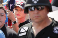 <p>Hundreds of white nationalists, neo-Nazis and members of the ‘alt-right’ march down East Market Street toward Lee Park during the ‘Unite the Right’ rally August 12, 2017 in Charlottesville, Virginia. After clashes with anti-fascist protesters and police the rally was declared an unlawful gathering and people were forced out of Lee Park, where a statue of Confederate General Robert E. Lee is slated to be removed. (Photo: Chip Somodevilla/Getty Images) </p>