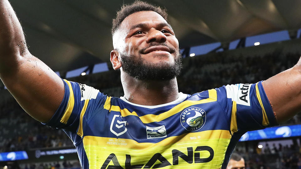 Parramatta Eels star Maika Sivo, pictured, required surgery for an infection on his hand.