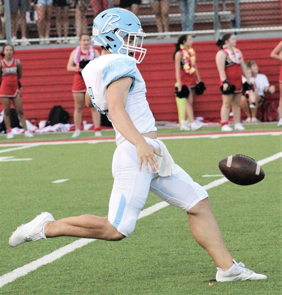 Harrison Clark gets ready to launch the ball for Bartlesville High.