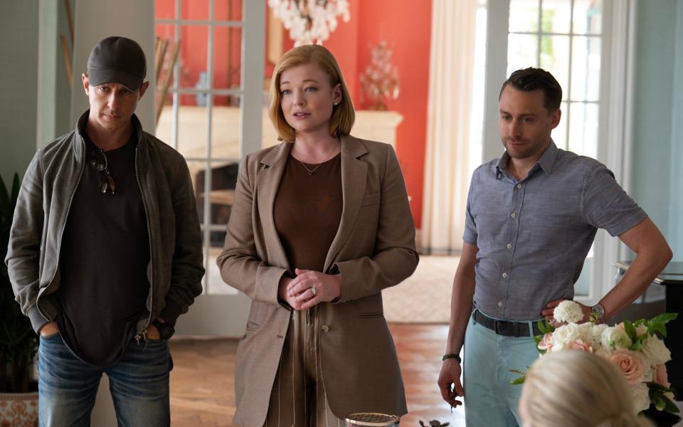 Jeremy Strong, Sarah Snook and Kieran Culkin in series four of Succession - HBO