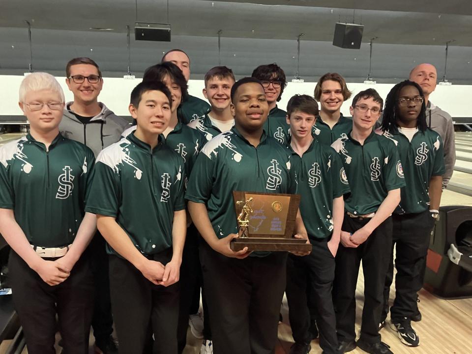 NJSIAA team bowling finals at Bowlero North Brunswick on Tuesday, Feb. 27, 2024. St. Joseph (Metuchen) earned its second straight state championship, winning the Group 2 boys trophy after winning Group 1 in 2023.