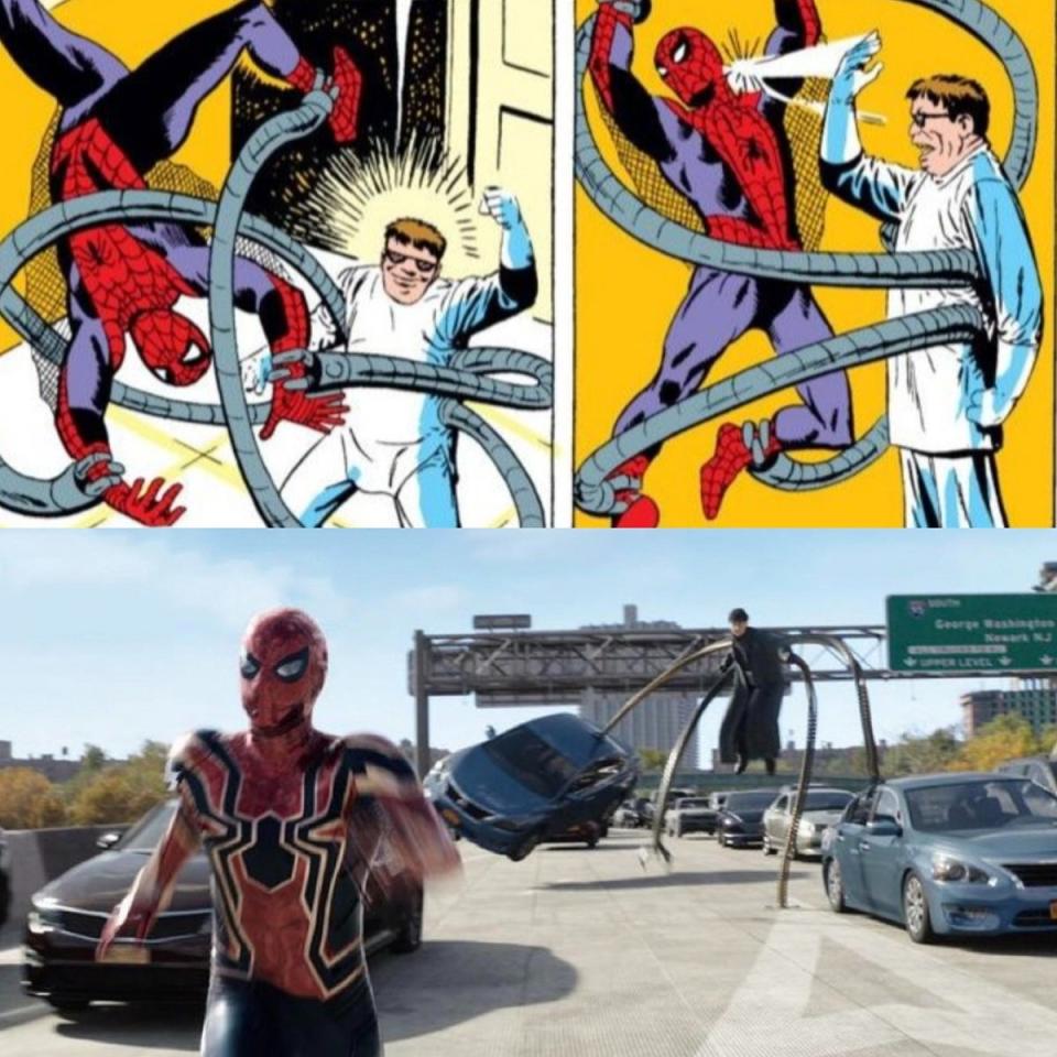 Spider-Man vs. Doctor Octopus in the pages of Marvel Comics and in the MCU.