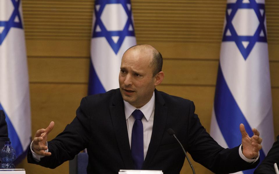 Naftali Bennett, Israeli's new prime minister, speaks during a meeting of the new government at the Knesset in Jerusalem on Sunday - Kobi Wolf/Bloomberg