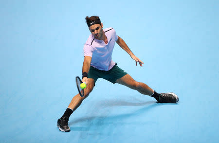 Tennis - ATP World Tour Finals - The O2 Arena, London, Britain - November 14, 2017 Switzerland's Roger Federer in action during his group stage match against Germany's Alexander Zverev REUTERS/Hannah McKay