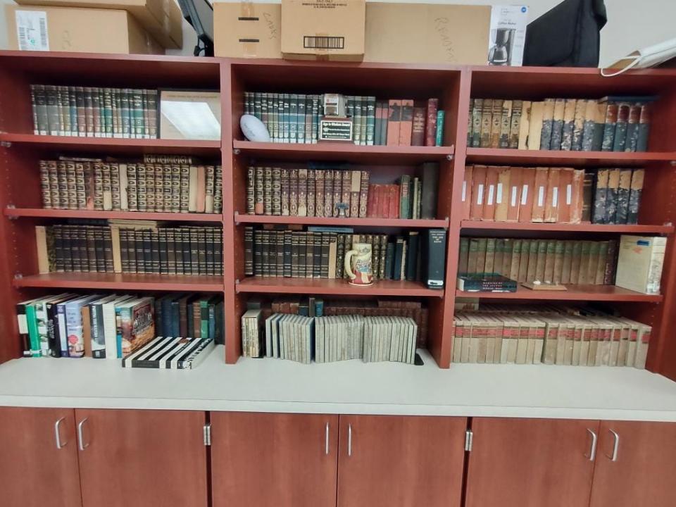 Don Folds' original uncovered bookshelf.