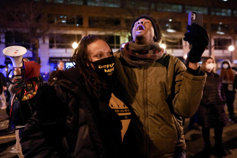 Demonstrators protest Friday, Jan. 27, 2023, in Washington, over the death of Tyre Nichols, who died after being beaten by Memphis police officers on Jan. 7. (AP Photo/Carolyn Kaster)