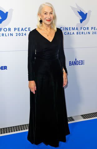 <p>Franziska Krug/Getty Images</p> Helen Mirren attends the Cinema For Peace Gala during the 74th Berlin International Film Festival on February 19, 2024 in Berlin, Germany.