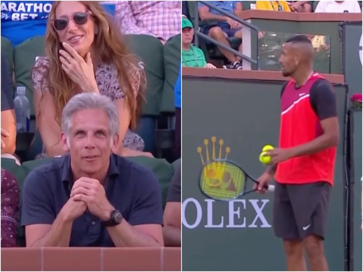 Nick Kyrgios pulled Hollywood actor Ben Stiller into an on-court argument with a..