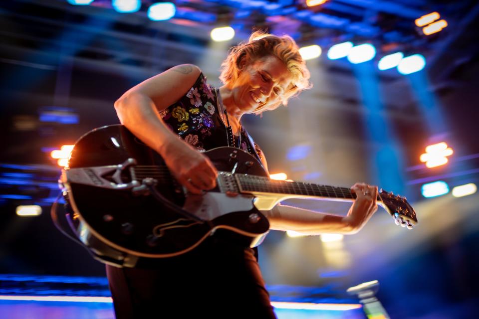 Brandi Carlile performs during her Beyond These Silent Days Tour concert at Ascend Amphitheater in Nashville, Tenn., Friday, July 8, 2022.