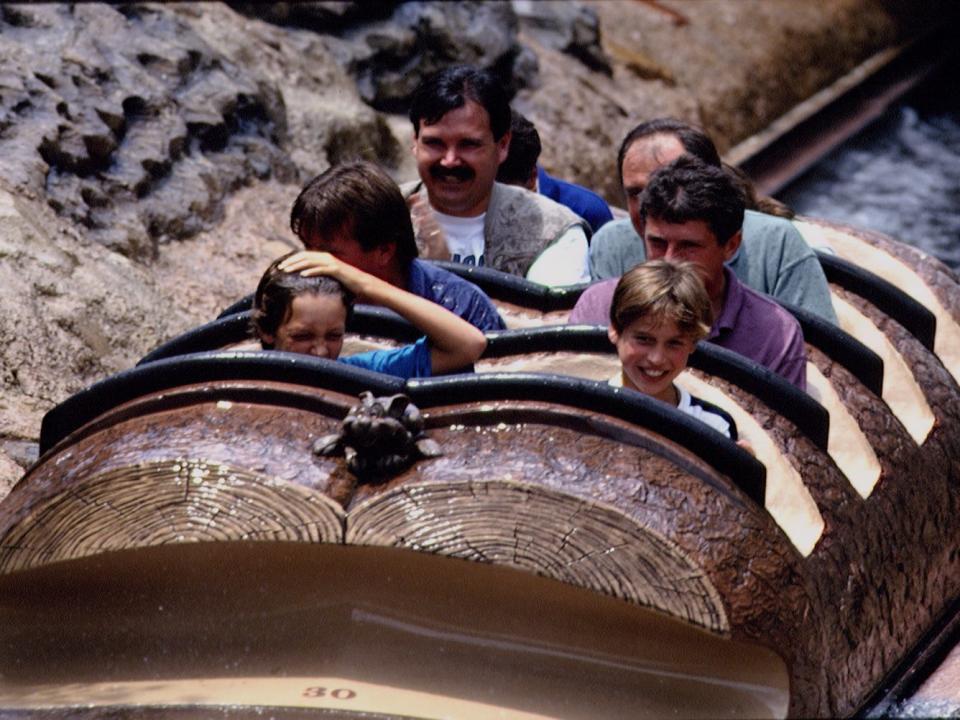 Prince William rides Disney World's Splash Mountain in 1993.