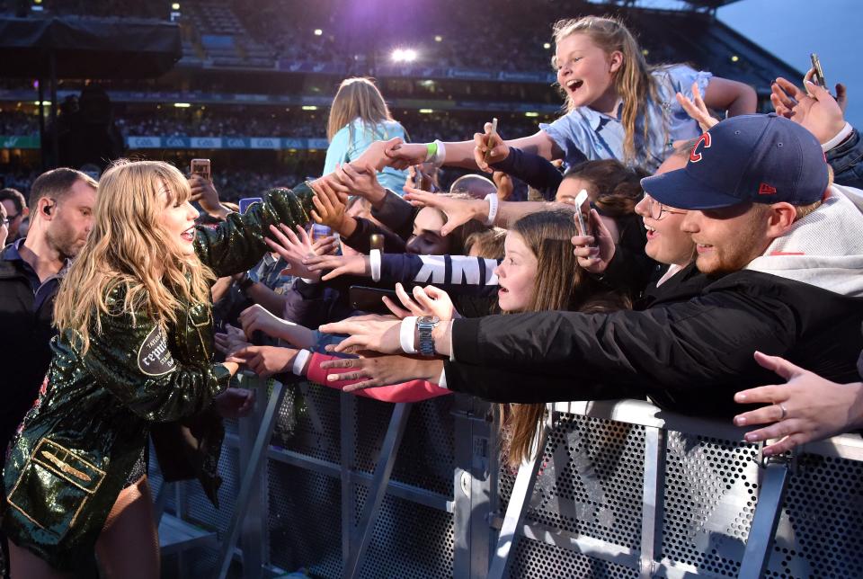 Taylor Swift greets fans during her reputation Stadium Tour at Croke Park on June 16, 2018 in Dublin, Ireland