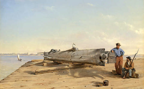 A painting of the HL Hunley  - Credit: Conrad Wise Chapman