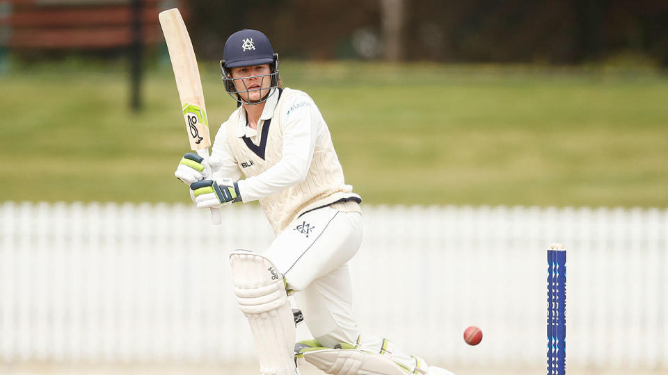 Will Pucovski is seen here in action for Victoria in the Sheffield Shield.