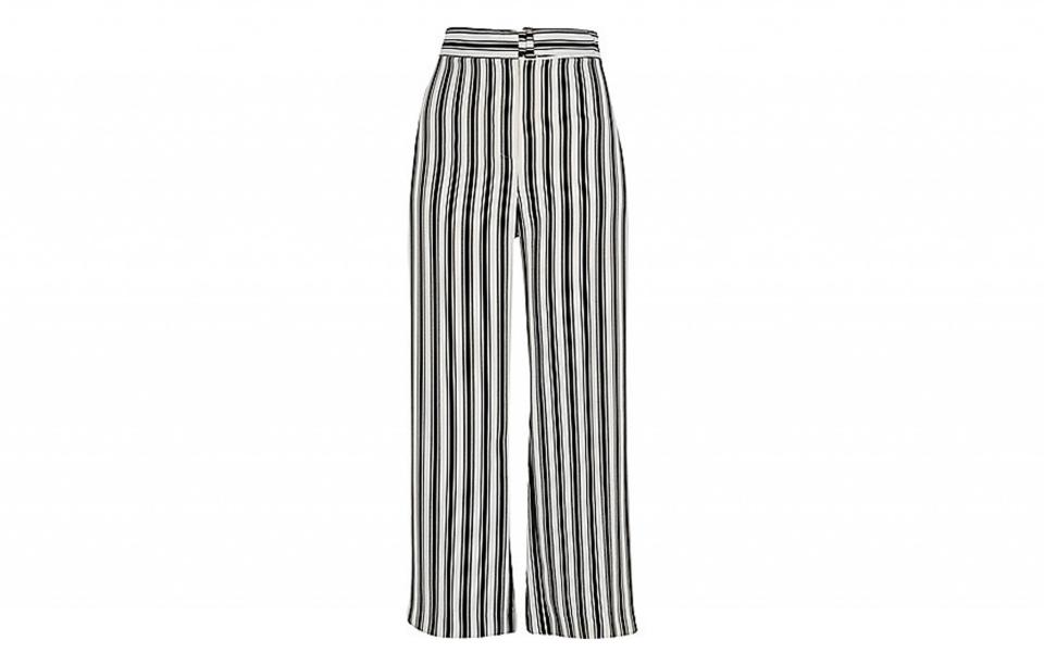 Black Striped Wide Leg Trousers