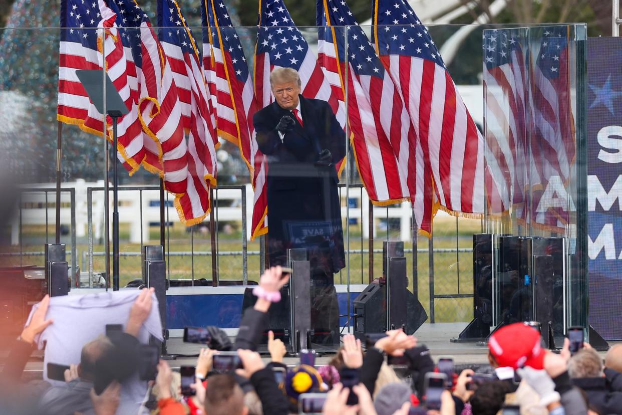 <span>Donald Trump speaks in Washington DC on 6 January 2021.</span><span>Photograph: Tayfun Coskun/Anadolu via Getty Images</span>