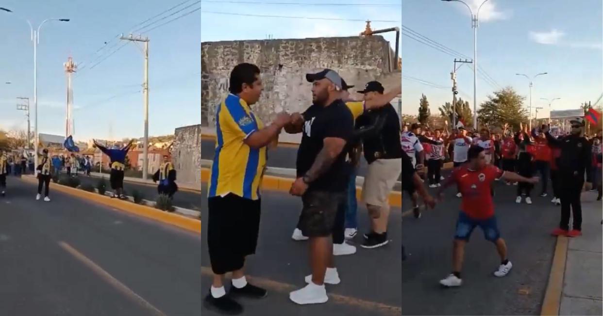 Dos barras bravas se encuentran frente a frente y hacen algo insólito. Foto: Captura de video X vía @SebastianEsVel