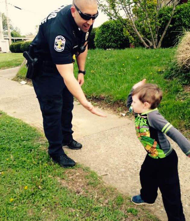 Ashley Crawford says her son, Jaxon Arbuckle, loved hanging out with Officer Bill Mayo. Photo: Ashley Crawford/Facebook