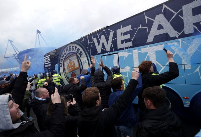 Manchester City fans gathered ahead of the match