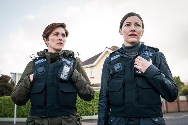 Kelly Macdonald and Vicky McClure on the set of Line Of Duty (Photo:  via PA Features Archive/Press Association Images)