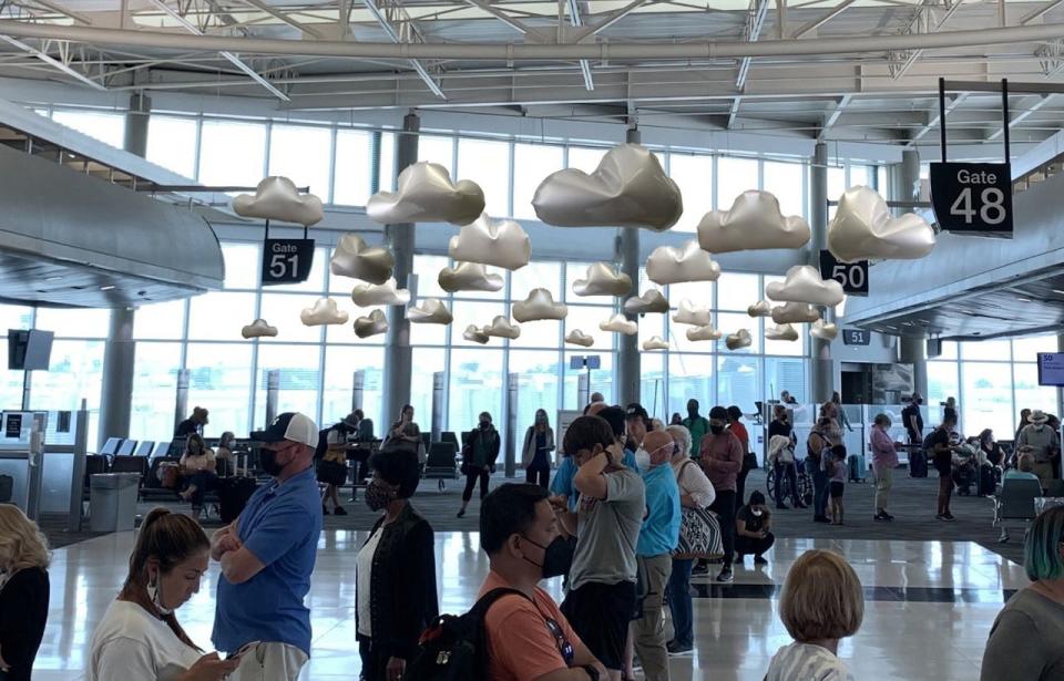 William Cannings, an associate professor of sculpture in Texas Tech’s School of Art, will have his art installation of 30 inflated steel clouds installed near gate 50 of the William P. Hobby Airport in Houston.