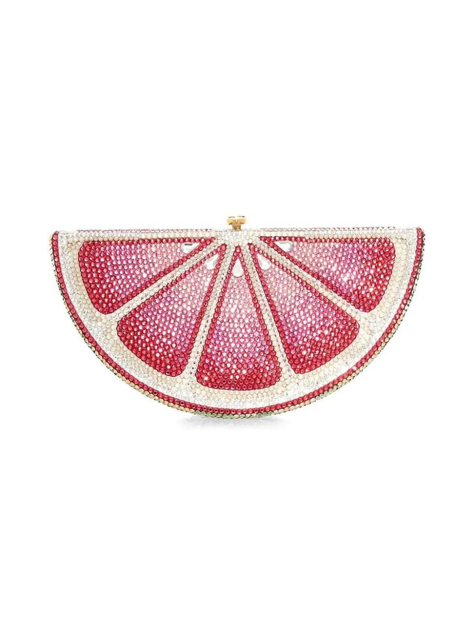 12) Judith Leiber Grapefruit Slice Crystal Clutch