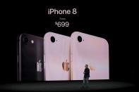 <p>The new iPhone 8 starts at $829 CAD, while the iPhone 8 Plus starts at $1,059. (Photo by Justin Sullivan/Getty Images) </p>