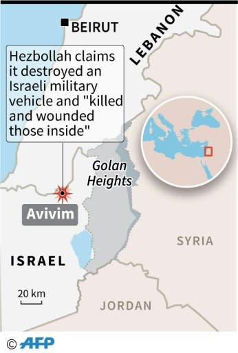 Map locating Avivim in northern Israel, where Hezbollah claimed on Sunday to have destroyed a military vehicle and killed and wounded those inside