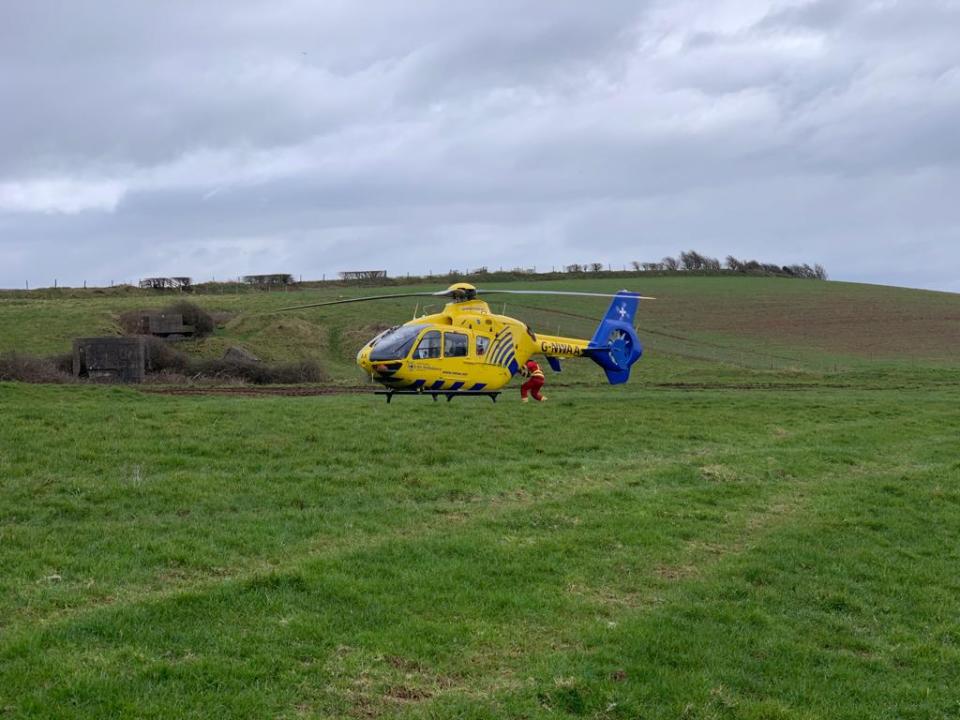 The farmer was airlifted to hospital where he was treated for chest injuries (CFRS/Twitter)