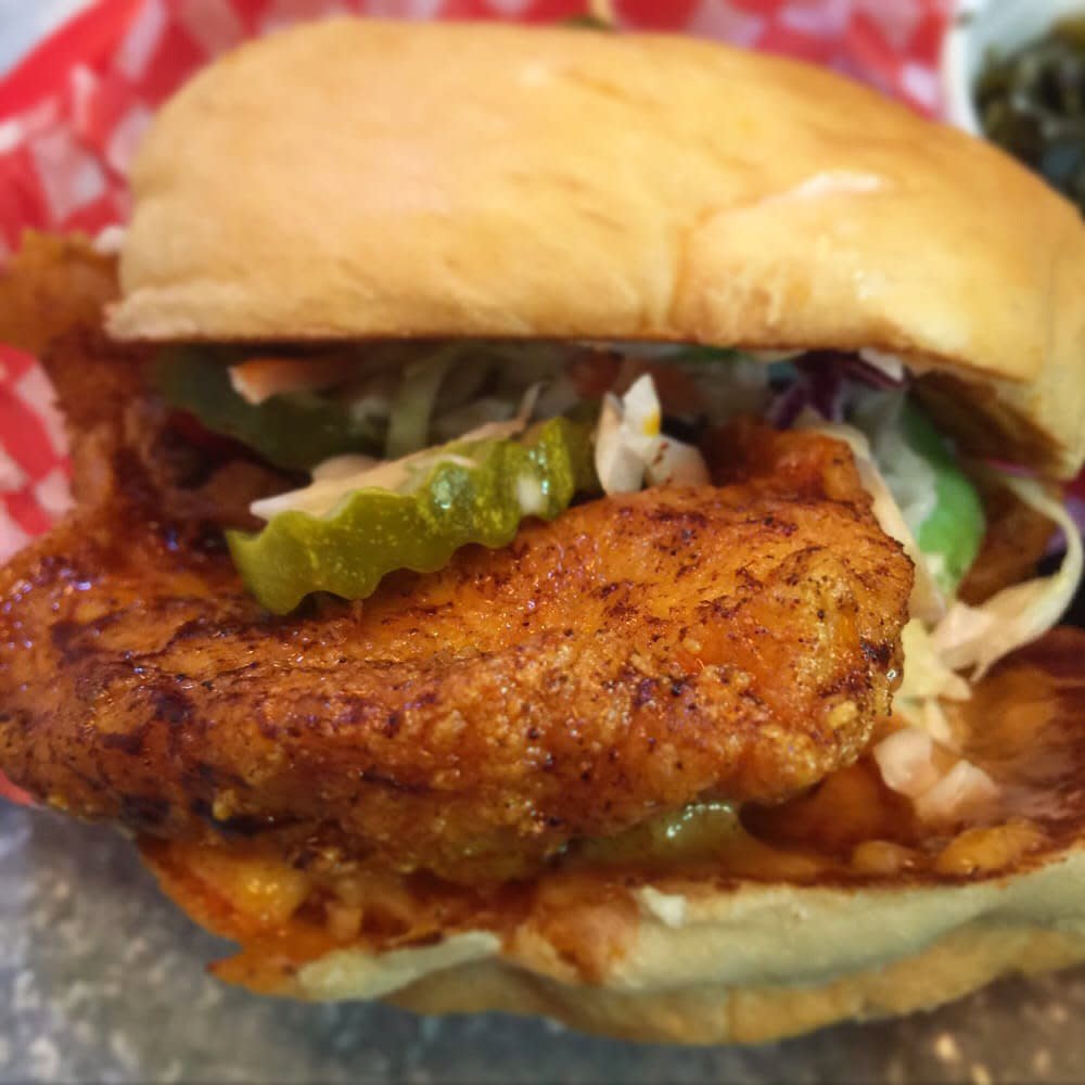 Fried Chicken Sandwich at Hattie B's Chicken in Nashville, Tennessee