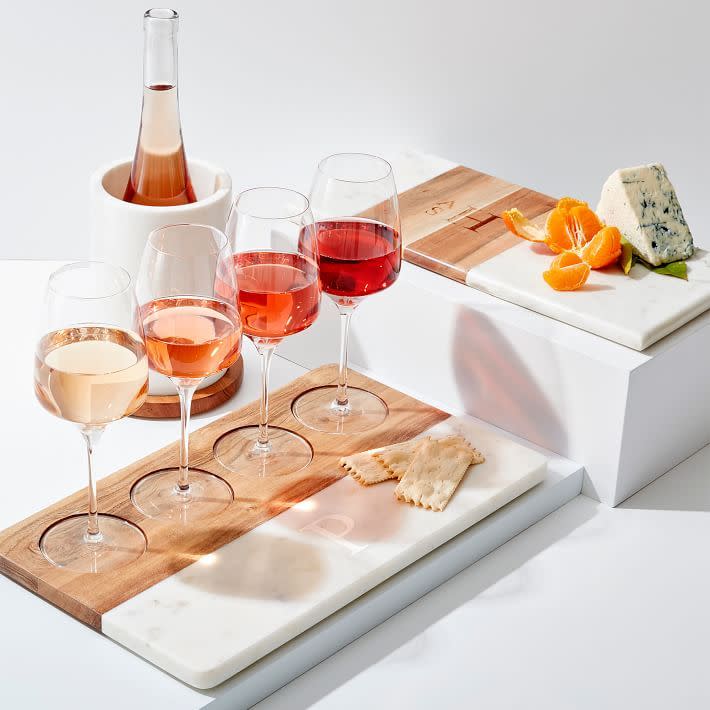 31) Wood and Marble Wine Flight Cheese Board Set