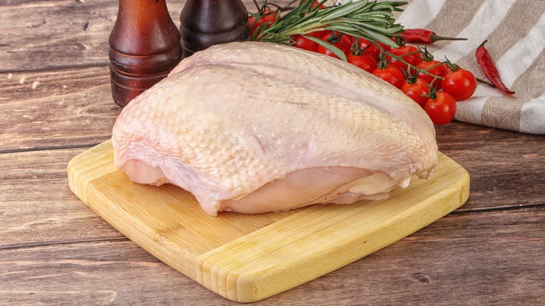 raw skin-on chicken breast