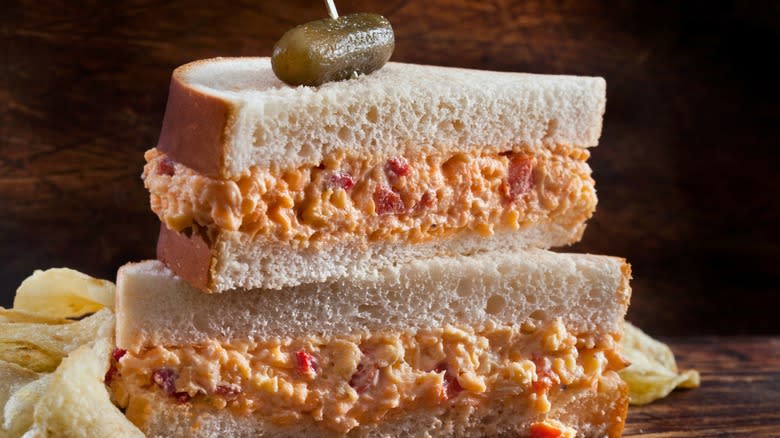 Pimento cheese sandwich with pickle