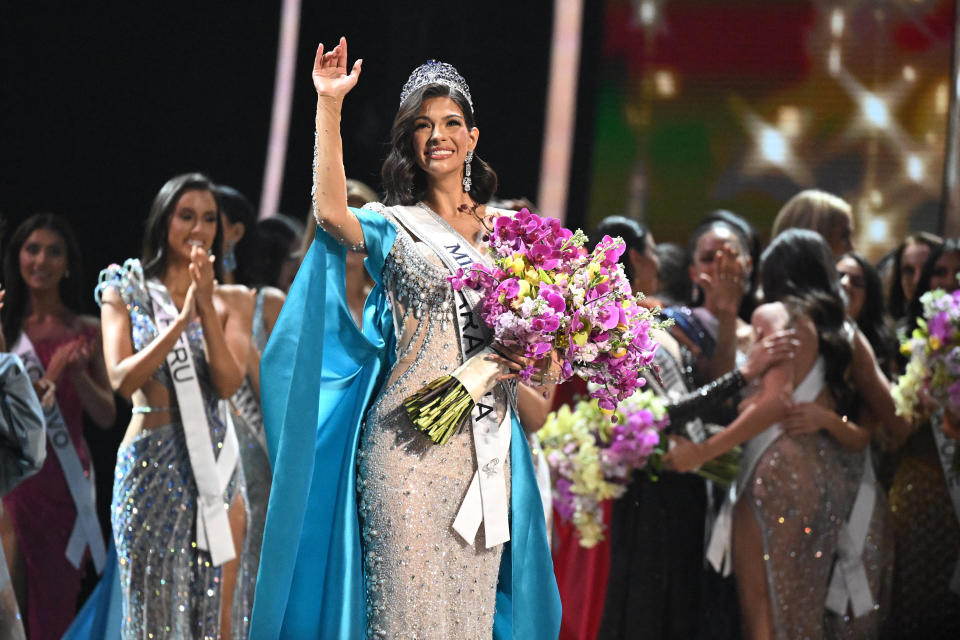 La nouvelle Miss Univers 2023, Sheynnis Palacios, du Nicaragua, lors de la 72e édition du concours organisée à San Salvador, au Salvador, le 18 novembre 2023. 
