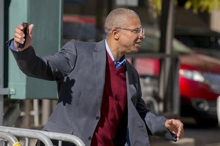 James Ujaama , a former follower of radical London imam Abu Hamza al-Masri, exits the Manhattan U.S. District courthouse in New York October 23, 2015. REUTERS/Brendan McDermid