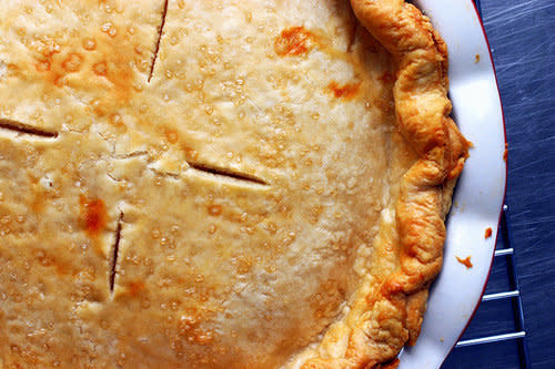 If you want to get serious about baking a pie, you need to start with a really great crust — like this butter-filled on that looks spectacular.  <a href="http://smittenkitchen.com/blog/2008/11/pie-crust-102-all-butter-really-flaky-pie-dough/" target="_blank">Find out how to make it at Smitten Kitchen</a>.